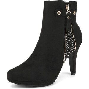 Women's Classic Black Ankle Boots High Stiletto Heel Fashion Zipper Short Boots